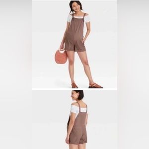 Isabel linen overall shorts maternity